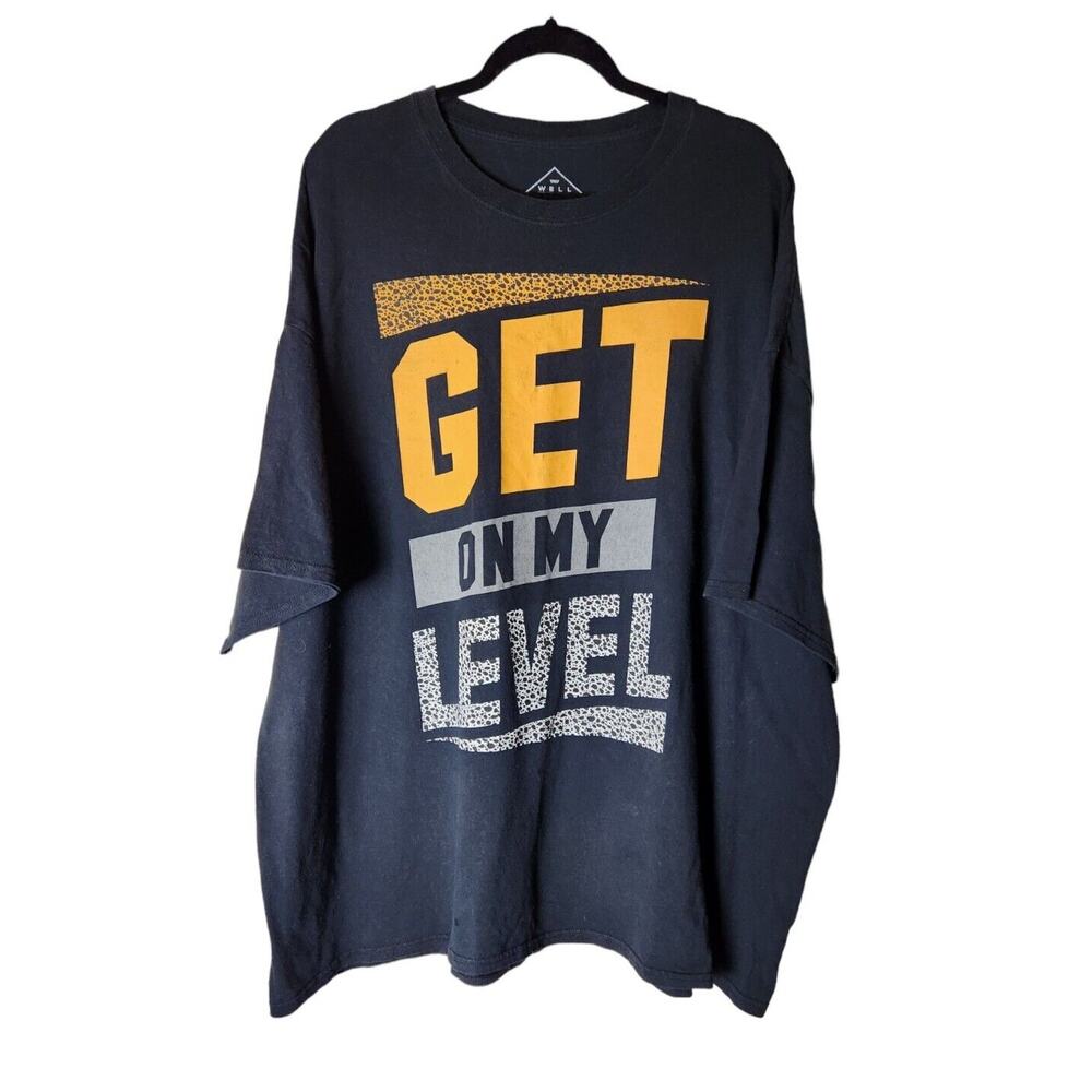 Get On My Level T-Shirt Black Well Worn Los Angeles Graphic Tee Mens Size 4XL